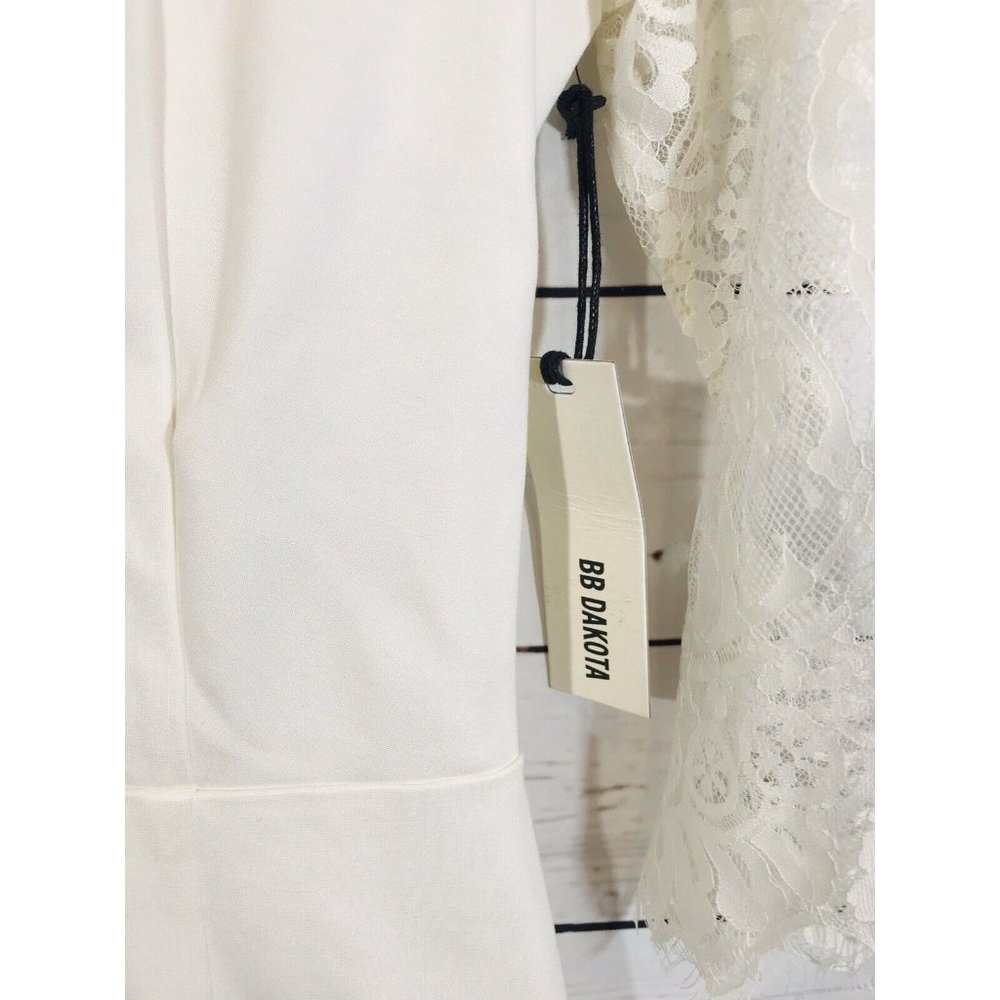 BB Dakota Dress Womens Sz Medium White Off-White Lace Wedding Short New NYE - Picture 7 of 11